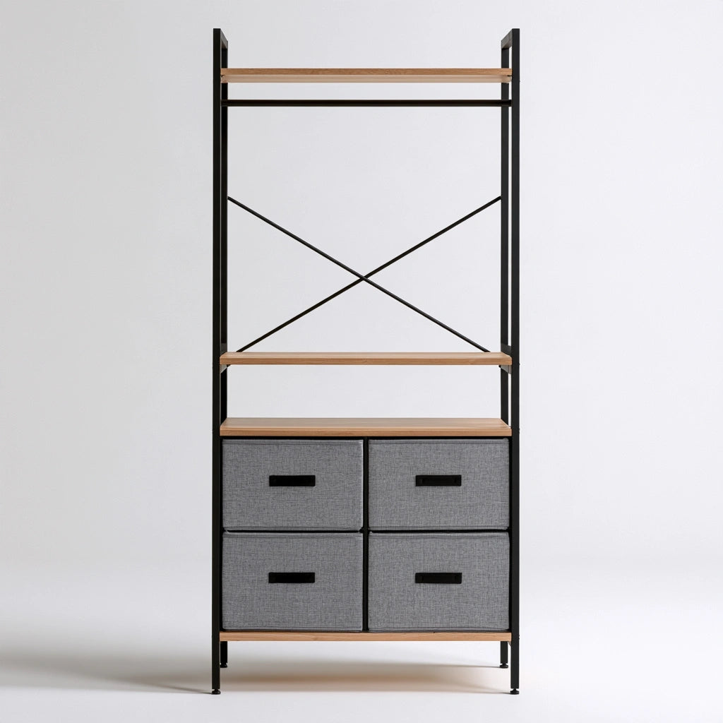 Mobile contenitore stretto in metallo, colore nero