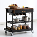 Carrello da cucina in metallo su ruote, colore nero